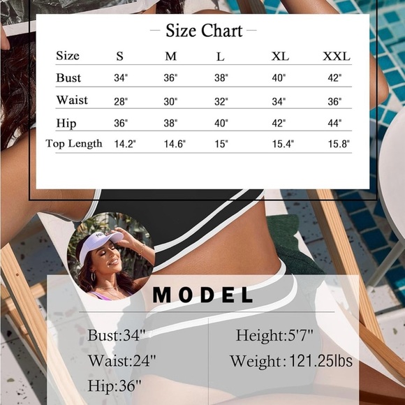 Black and White Sporty Bikini Swim Set - Picture 5 of 9